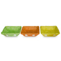 Set of 3 Green, Orange & Yellow Sisal Silk Trays 7 Inches in Multi color