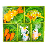 9 Easter Bunny, Hats, Eggs, Chick, Carrots Figurines in Multi color