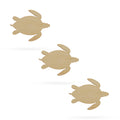 3 Turtles Unfinished Wooden Shapes Craft Cutouts DIY Unpainted 3D Plaques 4 Inches in Beige color