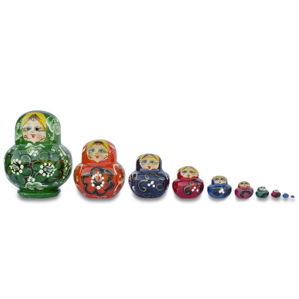 Wood Set of 9 Rainbow Nesting Dolls  4.75 Inches in Multi color
