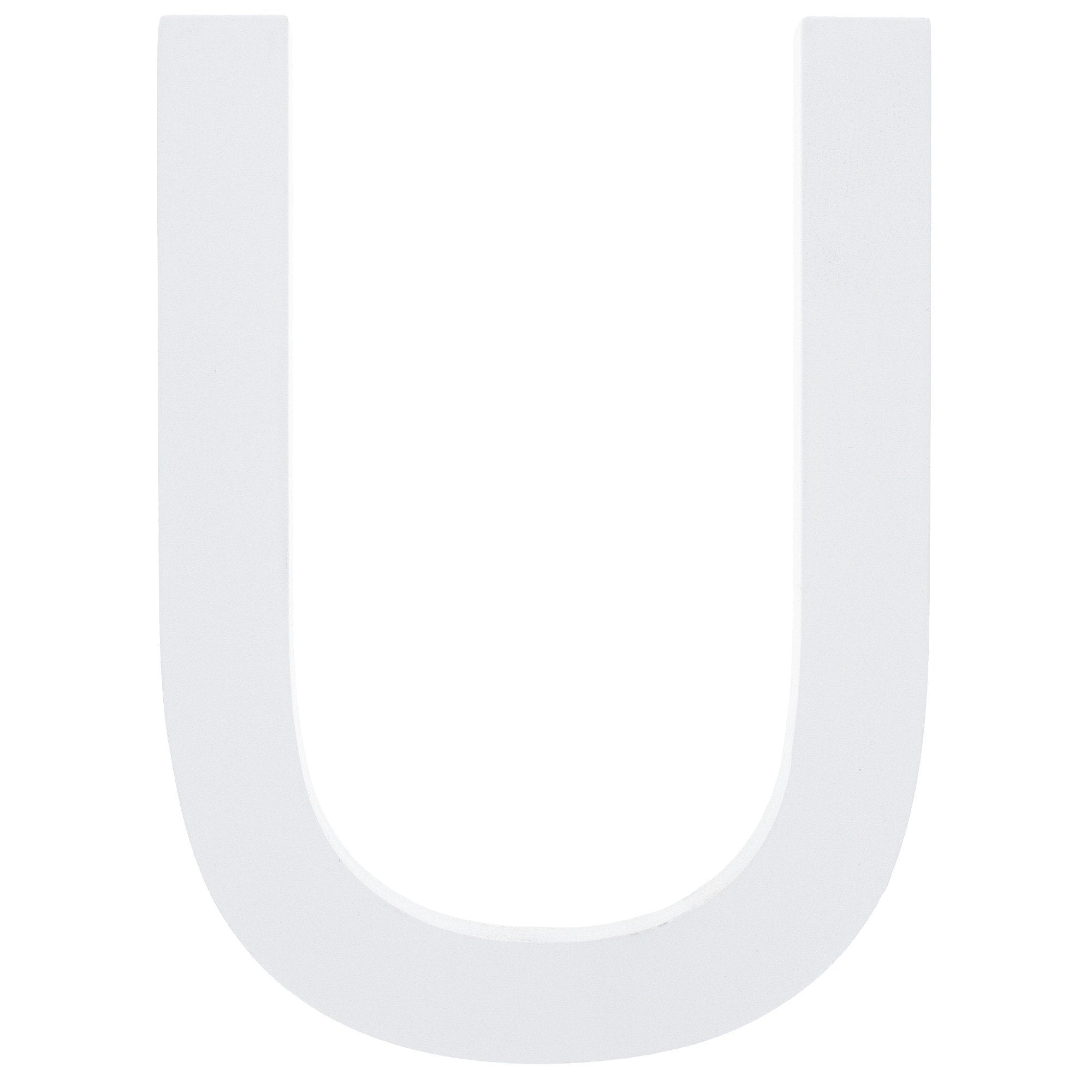 Arial Font White Painted MDF Wood Letter U (6 Inches) in White color