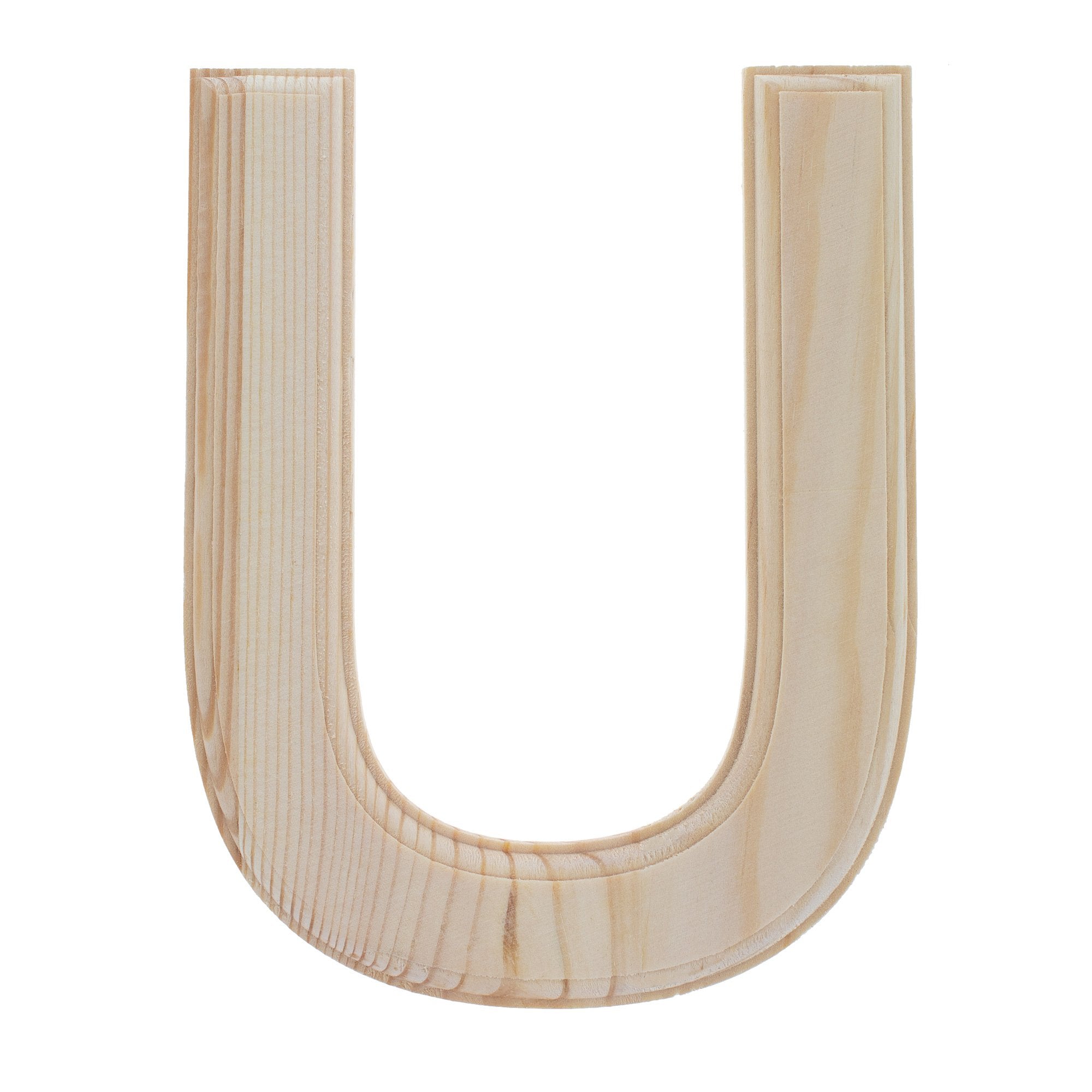 Unfinished Wooden Arial Font Letter U (6.25 Inches) in Beige color