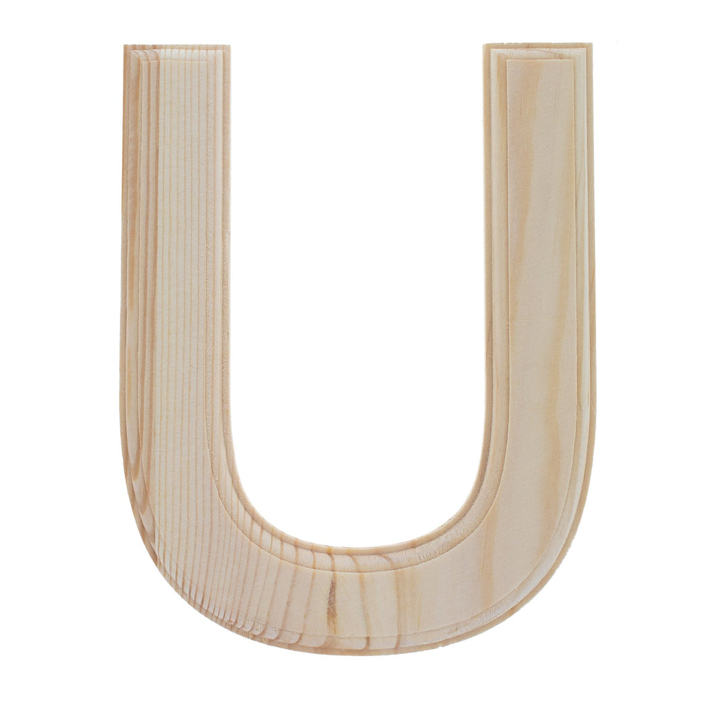 Unfinished Wooden Arial Font Letter U (6.25 Inches) in Beige color,  shape