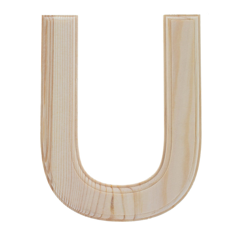 Unfinished Wooden Arial Font Letter U (6.25 Inches) in Beige color,  shape