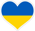 Ukrainian Flag Sticker Vinyl Heart Shaped Car Bumper Decal in Multi color Heart