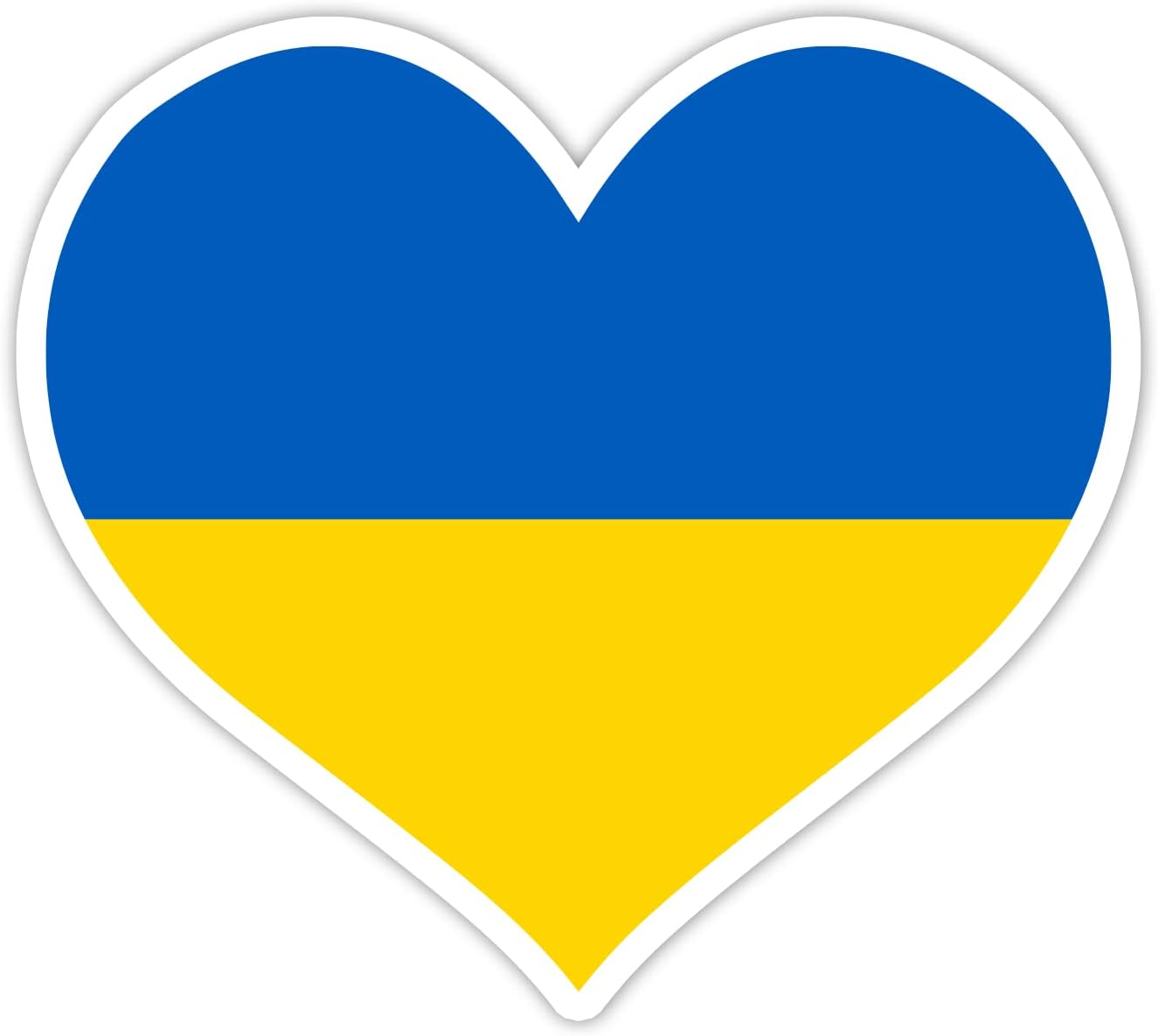 Ukrainian Flag Sticker Vinyl Heart Shaped Car Bumper Decal in Multi color Heart