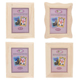 Set of 4 Unfinished Unpainted Wooden Picture Frames 9.5 Inches x 7.5 Inches in Beige color, Rectangular shape