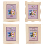 Set of 4 Unfinished Unpainted Wooden Picture Frames 9.5 Inches x 7.5 Inches in Beige color, Rectangular shape
