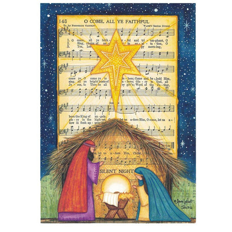 It's Christmas! Set of 2 Silent Night Greeting Cards in Multi color Rectangular