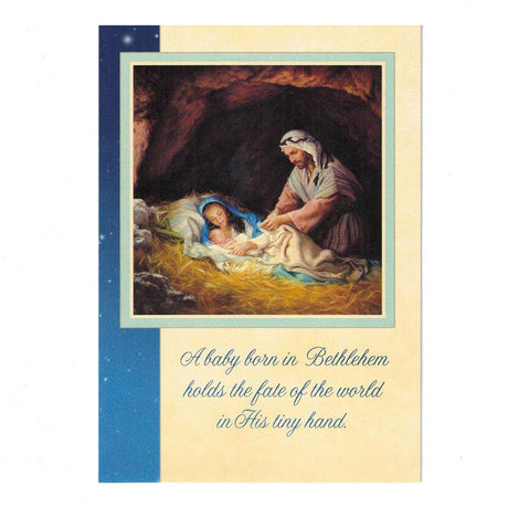 It's Christmas! Set of 2 Born In Bethlehem Greeting Cards in Multi color Rectangular