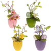 Plastic Set of 4 Colorful Spring Flowers with Easter Eggs 7 Inches in Multi color