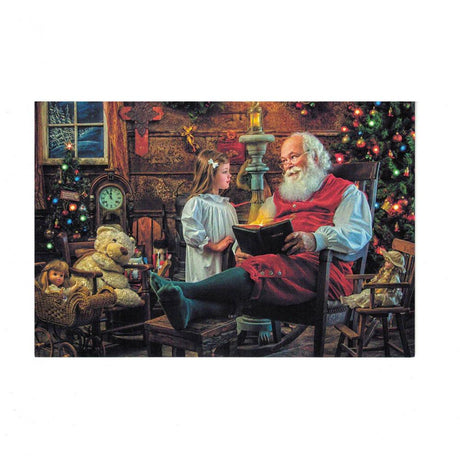 It's Christmas! Santa, Bible, and Child Greeting Card in Multi color, Rectangular shape