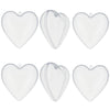 Plastic Set of 6 Clear Plastic Heart Ornaments DIY Craft 3 Inches in Clear color Heart