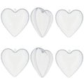 Set of 6 Clear Plastic Heart Ornaments DIY Craft 3 Inches in Clear color Heart