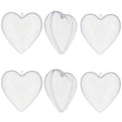 Set of 6 Clear Plastic Heart Ornaments DIY Craft 3 Inches in Clear color, Heart shape