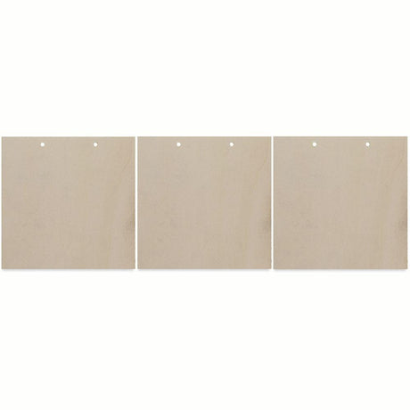 3 Square Unfinished Wooden Shapes Craft Cutouts DIY Unpainted 3D Plaque 6 Inches in  color Square