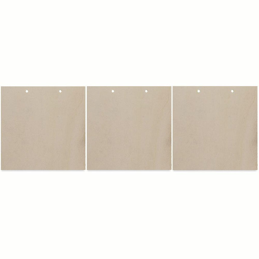 3 Square Unfinished Wooden Shapes Craft Cutouts DIY Unpainted 3D Plaque 6 Inches in  color Square