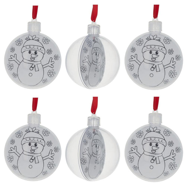 Set of 6 Fillable Openable Plastic Christmas Ornaments DIY Craft 3 Inches in White color, Round shape