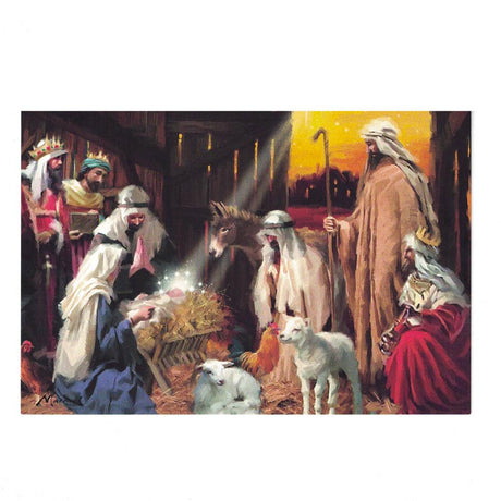 It's Christmas! Manger Scene Greeting Card in Multi color Rectangular
