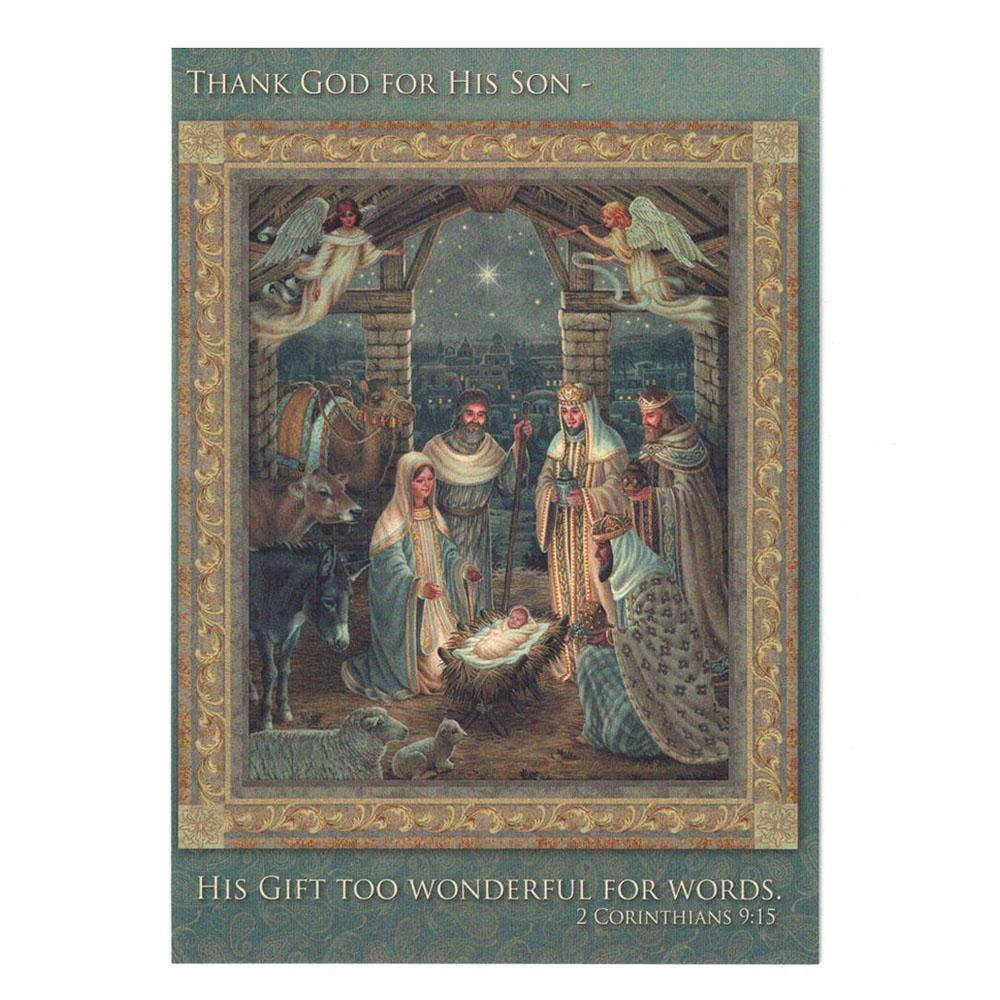 It's Christmas! Set of 2 Thank God for His Son Greeting Cards in Multi color Rectangular