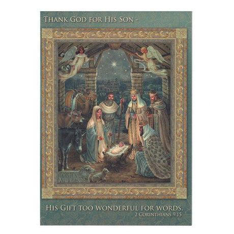 It's Christmas! Set of 2 Thank God for His Son Greeting Cards in Multi color Rectangular