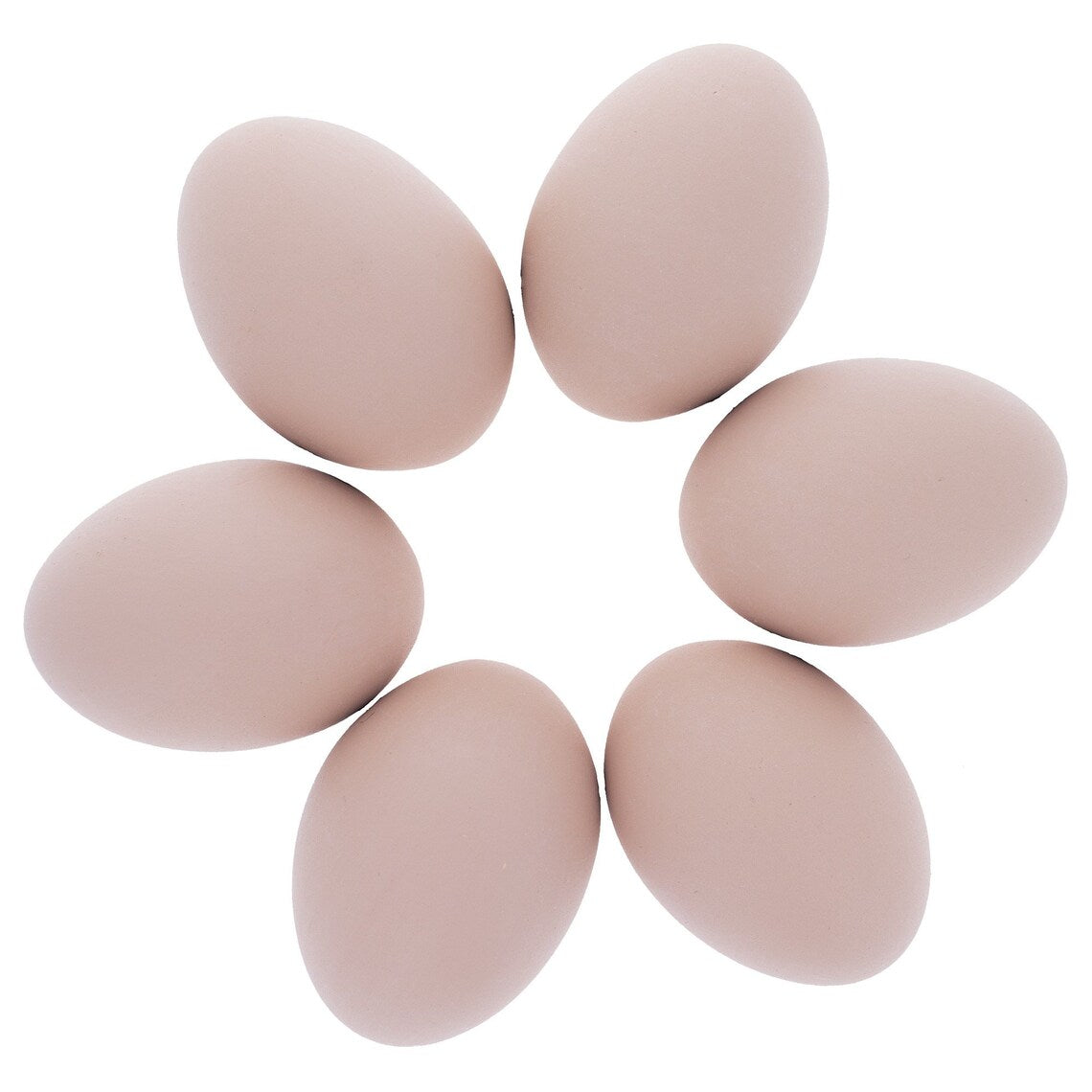 Set of 6 Brown Ceramic Chicken Eggs 2.3 Inches in Beige color, Oval shape