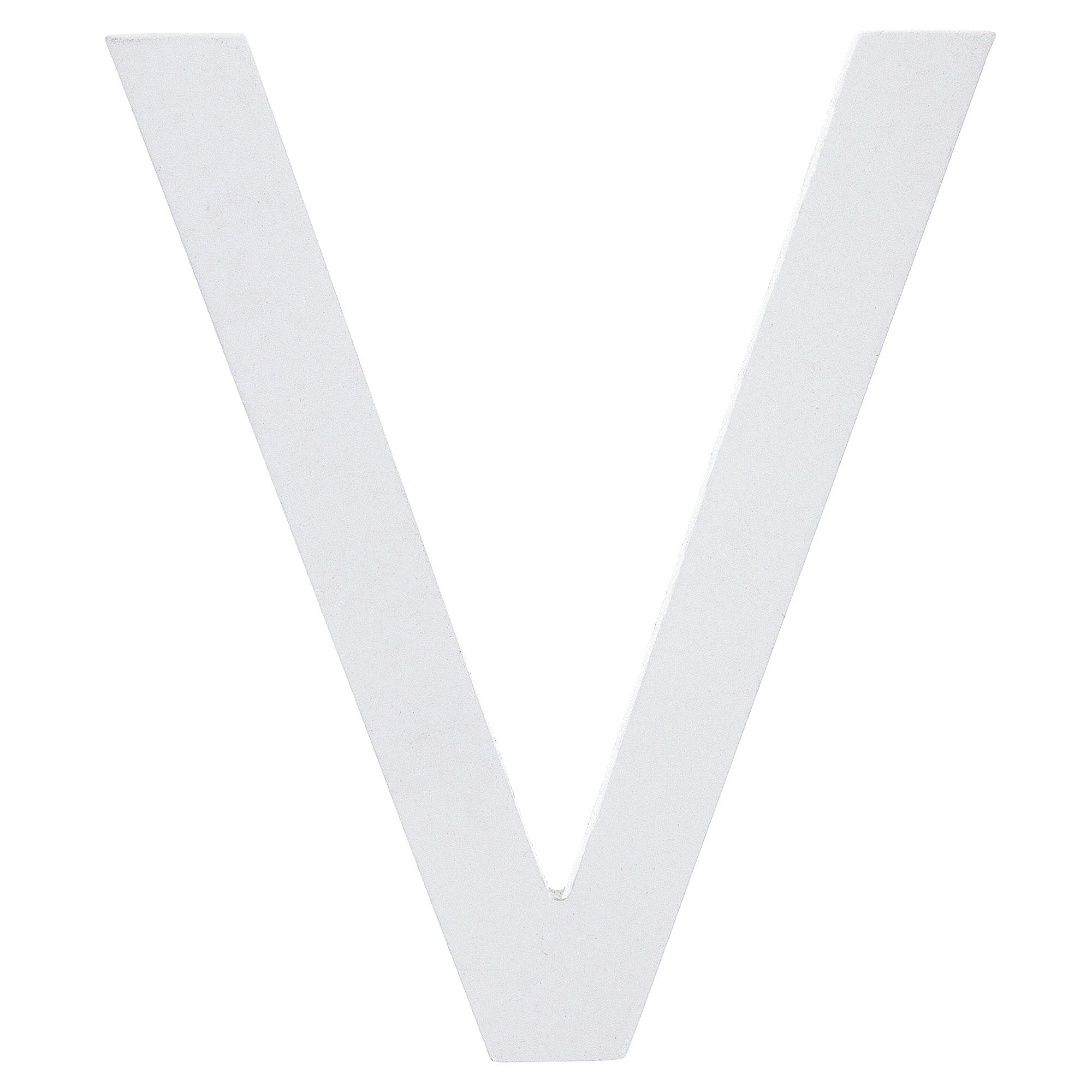 Arial Font White Painted MDF Wood Letter V (6 Inches) in White color