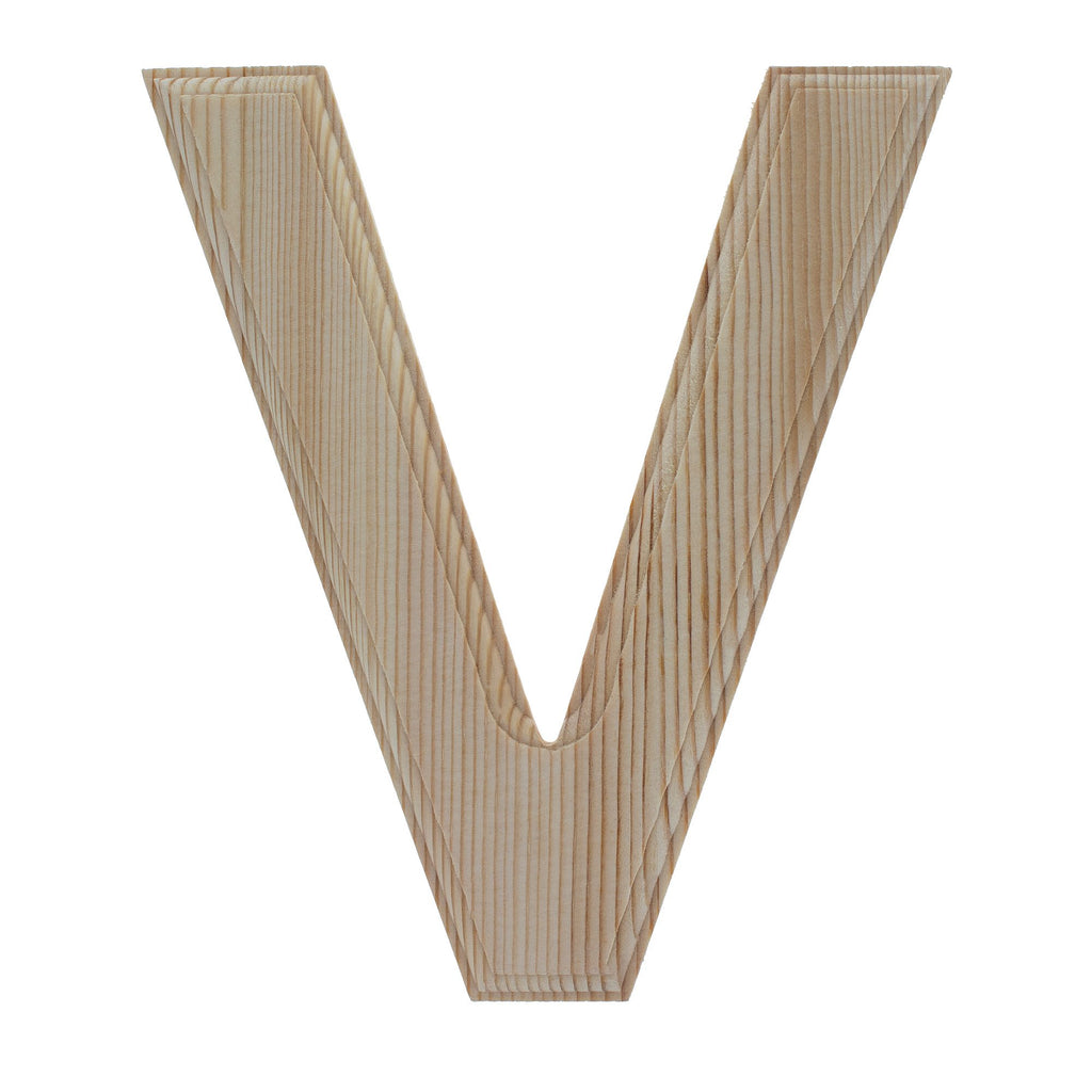 Wood Unfinished Wooden Arial Font Letter V (6.25 Inches) in Beige color