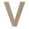 Unfinished Wooden Arial Font Letter V (6.25 Inches) in Beige color,  shape