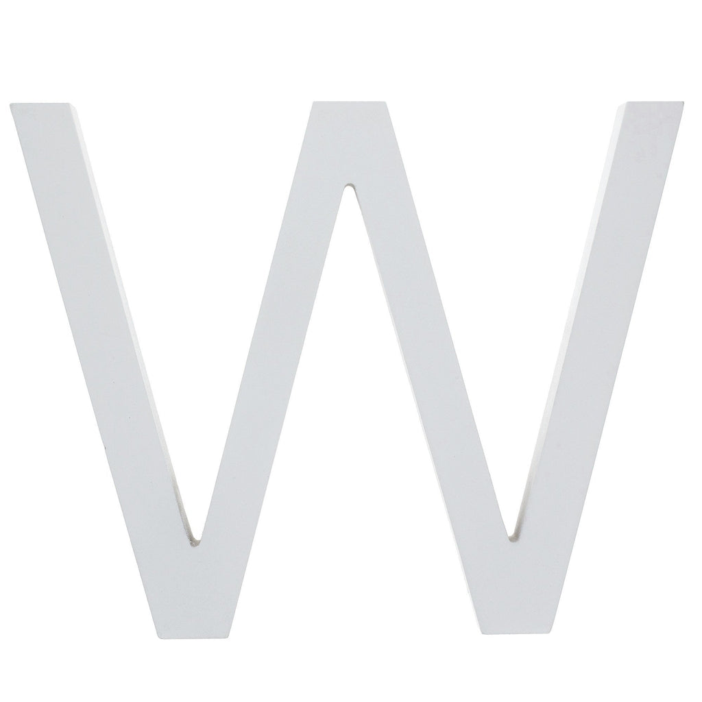 Arial Font White Painted MDF Wood Letter W (6 Inches) in White color