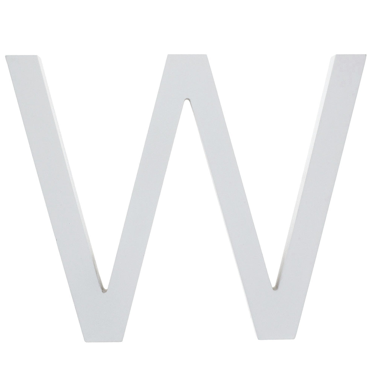 Arial Font White Painted MDF Wood Letter W (6 Inches) in White color,  shape