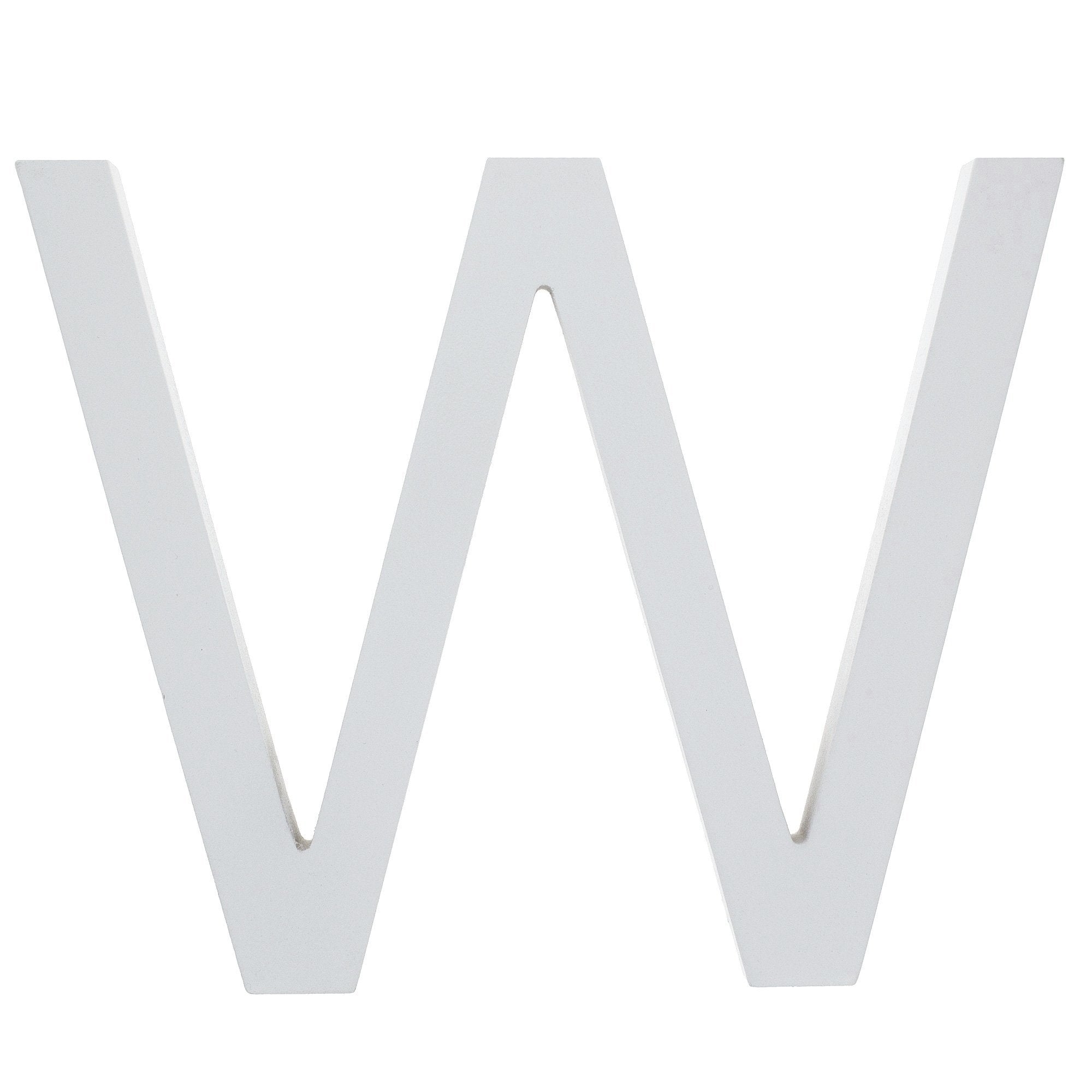 Arial Font White Painted MDF Wood Letter W (6 Inches) in White color