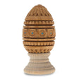 Wood Hand Carved Inlaid Ukrainian Wooden Easter Egg on a Stand in Red color Oval