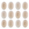 Set of 12 Unpainted Blank Unfinished Wooden Eggs 2.5 Inches in Beige color Oval