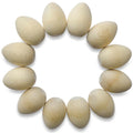 Set of 12 Unfinished Unpainted Blank Wooden Eggs 2.5 Inches in Beige color Oval
