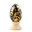 Goldfinch Wooden Easter Egg in Gold color, Oval shape