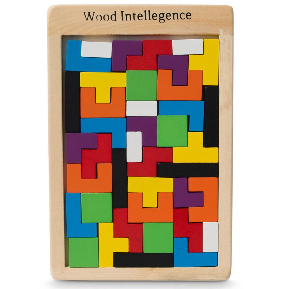 Wood 40 Pieces Wooden Blocks Puzzle in red color
