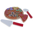 Wood Set of 27 Wooden Pieces Make a Pizza with Toppings & Kitchen Tools in Red color