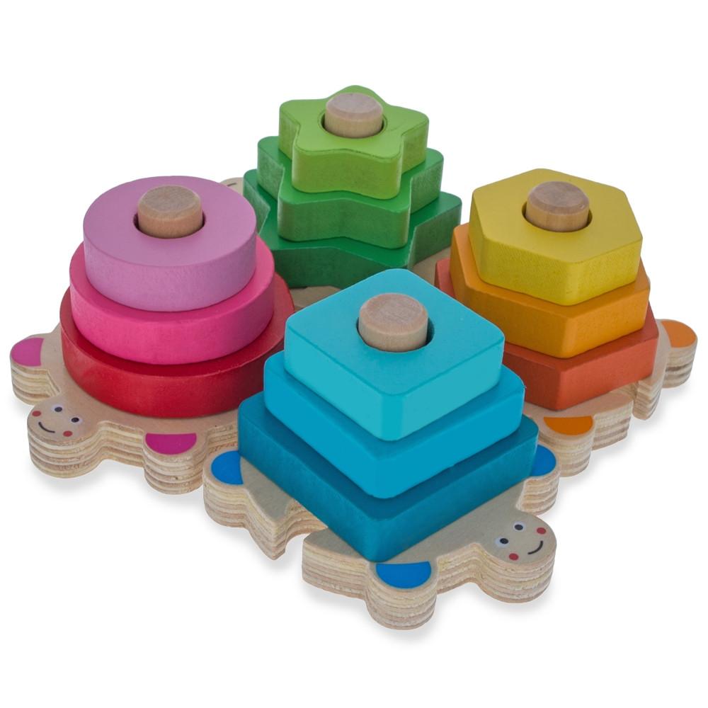 Wood Baby Shape and Color Learning Wooden Blocks Set in Multi color