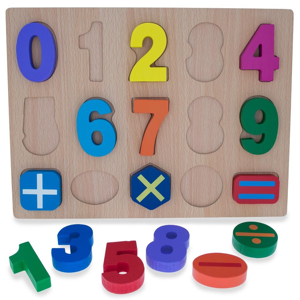 Numbers & Counting Learning Wooden Blocks Puzzle in Multi color,  shape