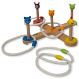 12 Pieces Wooden Ring Toss Game in Multi color