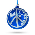 Pacifist Glass Ball Christmas Ornament 4 Inches in Blue color Round