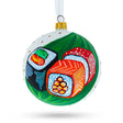 Dedicated Sushi Lover Blown Glass Ball Christmas Ornament 4 Inches in Green color, Round shape