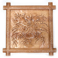 The Flower Bouquet Ukrainian Beech Wood Carved Plaque 16 Inches in Brown color Square