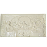 The Last Supper Ukrainian Beech Wood Carved Plaque in White in White color Rectangle