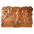 Birth of Venus Beech Wood Carved Plaque in Brown color, Rectangle shape