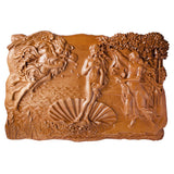 Birth of Venus Beech Wood Carved Plaque in Brown color Rectangle