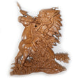 Indian on The Horse Ukrainian Beech Wood Carved Plaque 8 Inches in Brown color,  shape