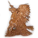 Indian on The Horse Ukrainian Beech Wood Carved Plaque 8 Inches in Brown color