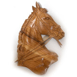 Ukrainian Beech Wood Carved Horse Head Plaque 8 Inches in Brown color